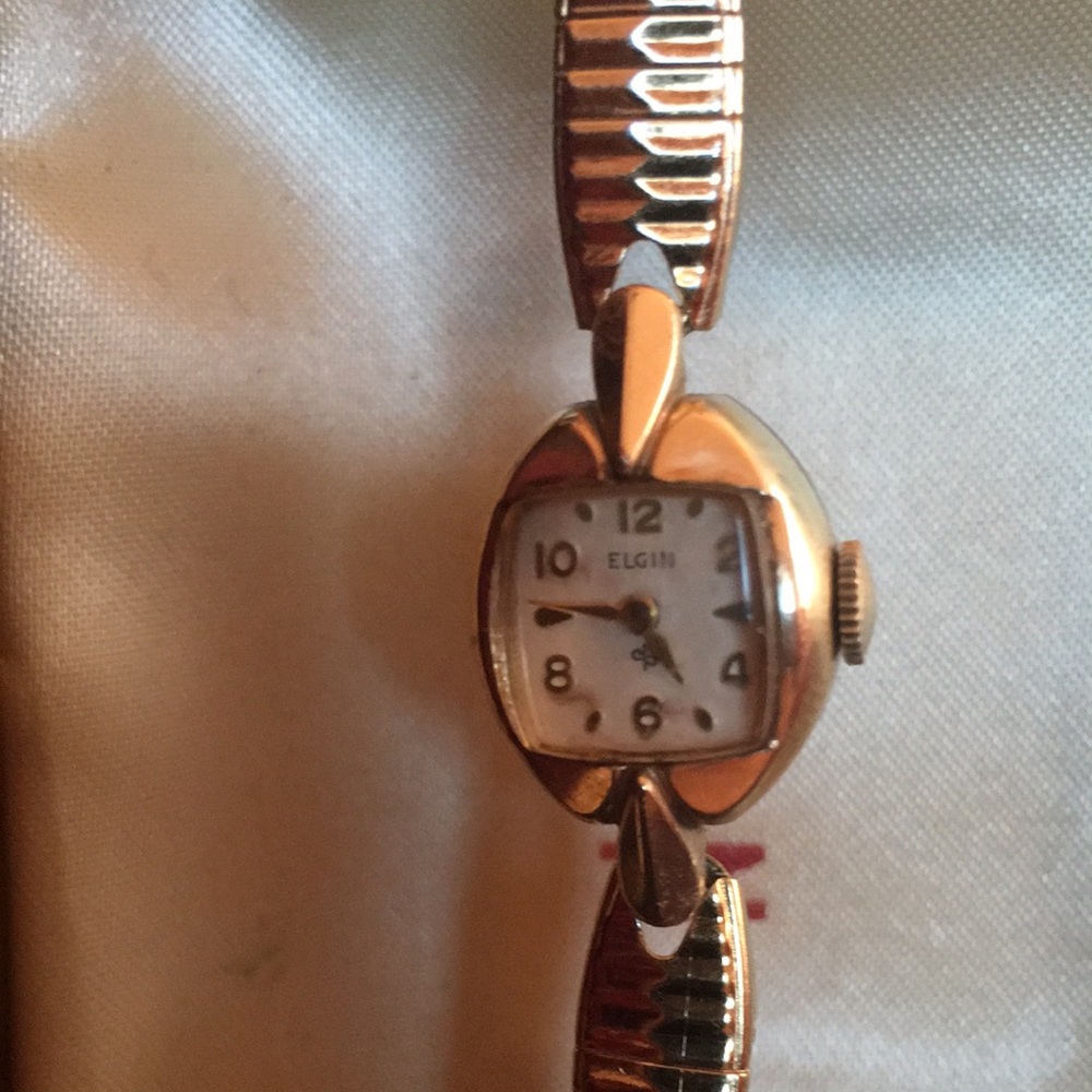 Elgin Gold Watch with White Dial